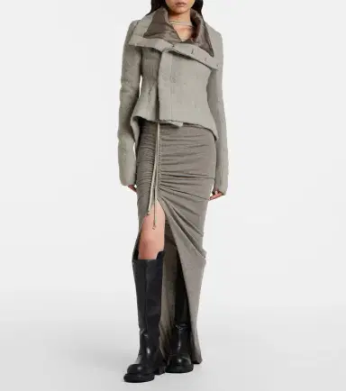 Rick Owens Asymmetric alpaca and wool-blend jacket | Thumbnail 6 Rick Owens Asymmetric alpaca and wool-blend jacket | Thumbnail 6
