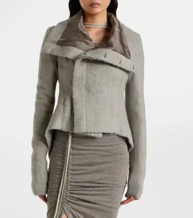 Rick Owens Asymmetric alpaca and wool-blend jacket | Thumbnail 7 Rick Owens Asymmetric alpaca and wool-blend jacket | Thumbnail 7