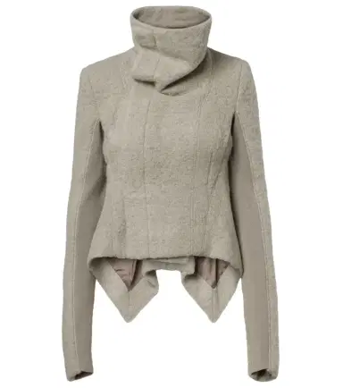 Rick Owens Asymmetric alpaca and wool-blend jacket | Thumbnail 1 Rick Owens Asymmetric alpaca and wool-blend jacket | Thumbnail 1