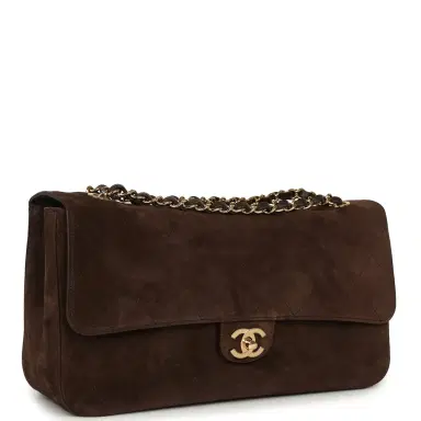 Chanel Chanel Maxi "Souplissimo" Small Flap Bag Dark Brown Suede Gold Hardware | Thumbnail 2 Chanel Chanel Maxi "Souplissimo" Small Flap Bag Dark Brown Suede Gold Hardware | Thumbnail 2