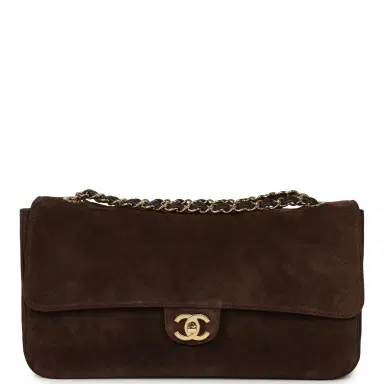 Chanel Chanel Maxi "Souplissimo" Small Flap Bag Dark Brown Suede Gold Hardware | Thumbnail 1 Chanel Chanel Maxi "Souplissimo" Small Flap Bag Dark Brown Suede Gold Hardware | Thumbnail 1