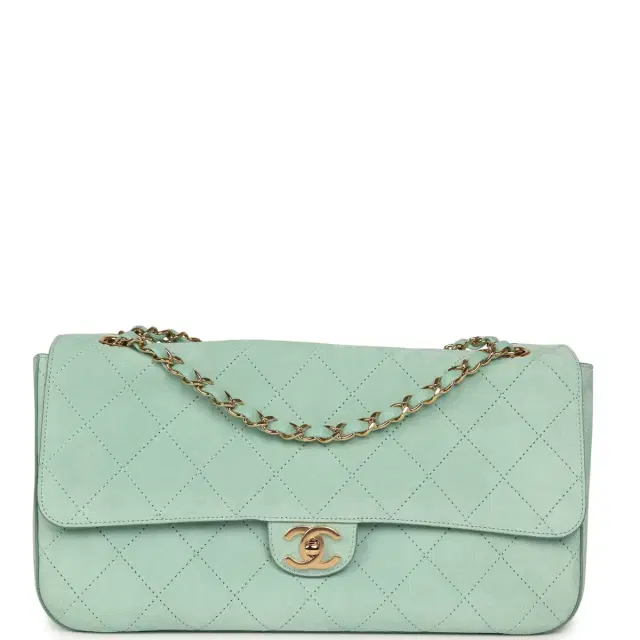 Chanel Maxi "Souplissimo" Small Flap Bag Green Suede Gold Hardware Chanel Maxi "Souplissimo" Small Flap Bag Green Suede Gold Hardware