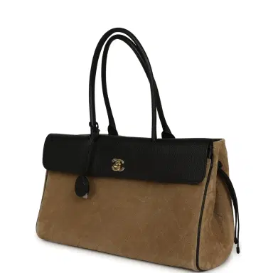 Chanel Chanel Medium "Urban Essential" East West Shopping Tote Black Grained Calfskin and Beige Suede Gold Hardware | Thumbnail 5 Chanel Chanel Medium "Urban Essential" East West Shopping Tote Black Grained Calfskin and Beige Suede Gold Hardware | Thumbnail 5