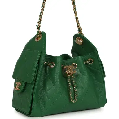 Chanel Chanel Mini 25 Hobo Bag Green Caviar Gold Hardware | Thumbnail 2 Chanel Chanel Mini 25 Hobo Bag Green Caviar Gold Hardware | Thumbnail 2