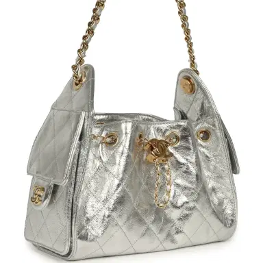 Chanel Chanel Mini 25 Hobo Bag Metallic Silver Caviar Gold Hardware | Thumbnail 2 Chanel Chanel Mini 25 Hobo Bag Metallic Silver Caviar Gold Hardware | Thumbnail 2