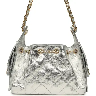 Chanel Chanel Mini 25 Hobo Bag Metallic Silver Caviar Gold Hardware | Thumbnail 4 Chanel Chanel Mini 25 Hobo Bag Metallic Silver Caviar Gold Hardware | Thumbnail 4