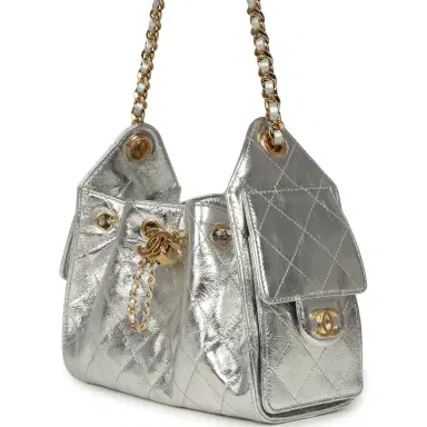 Chanel Chanel Mini 25 Hobo Bag Metallic Silver Caviar Gold Hardware | Thumbnail 5 Chanel Chanel Mini 25 Hobo Bag Metallic Silver Caviar Gold Hardware | Thumbnail 5