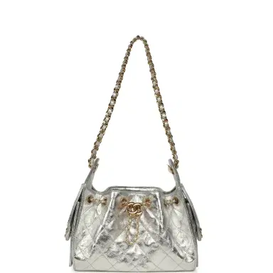 Chanel Chanel Mini 25 Hobo Bag Metallic Silver Caviar Gold Hardware | Thumbnail 7 Chanel Chanel Mini 25 Hobo Bag Metallic Silver Caviar Gold Hardware | Thumbnail 7