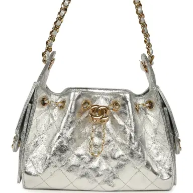 Chanel Chanel Mini 25 Hobo Bag Metallic Silver Caviar Gold Hardware | Thumbnail 1 Chanel Chanel Mini 25 Hobo Bag Metallic Silver Caviar Gold Hardware | Thumbnail 1