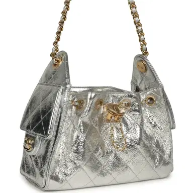 Chanel Chanel Mini 25 Hobo Bag Metallic Silver Caviar Gold Hardware | Thumbnail 2 Chanel Chanel Mini 25 Hobo Bag Metallic Silver Caviar Gold Hardware | Thumbnail 2