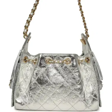 Chanel Chanel Mini 25 Hobo Bag Metallic Silver Caviar Gold Hardware | Thumbnail 4 Chanel Chanel Mini 25 Hobo Bag Metallic Silver Caviar Gold Hardware | Thumbnail 4