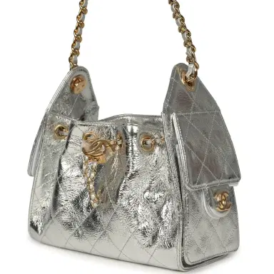 Chanel Chanel Mini 25 Hobo Bag Metallic Silver Caviar Gold Hardware | Thumbnail 5 Chanel Chanel Mini 25 Hobo Bag Metallic Silver Caviar Gold Hardware | Thumbnail 5