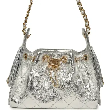 Chanel Chanel Mini 25 Hobo Bag Metallic Silver Caviar Gold Hardware | Thumbnail 1 Chanel Chanel Mini 25 Hobo Bag Metallic Silver Caviar Gold Hardware | Thumbnail 1