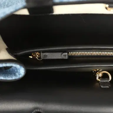 Chanel Chanel Small "Urban Essential" East West Shopping Tote Black Calfskin and Blue Denim Gold Hardware | Thumbnail 8 Chanel Chanel Small "Urban Essential" East West Shopping Tote Black Calfskin and Blue Denim Gold Hardware | Thumbnail 8