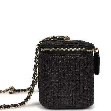 Chanel Chanel Small Vanity Case Black Raffia Light Gold Hardware | Thumbnail 3 Chanel Chanel Small Vanity Case Black Raffia Light Gold Hardware | Thumbnail 3