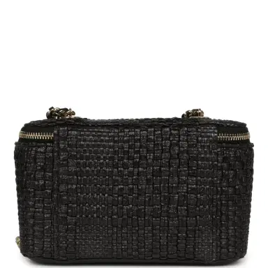 Chanel Chanel Small Vanity Case Black Raffia Light Gold Hardware | Thumbnail 4 Chanel Chanel Small Vanity Case Black Raffia Light Gold Hardware | Thumbnail 4