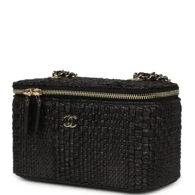 Chanel Chanel Small Vanity Case Black Raffia Light Gold Hardware | Thumbnail 5 Chanel Chanel Small Vanity Case Black Raffia Light Gold Hardware | Thumbnail 5