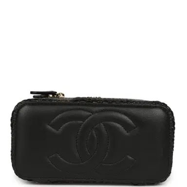 Chanel Chanel Small Vanity Case Black Raffia Light Gold Hardware | Thumbnail 6 Chanel Chanel Small Vanity Case Black Raffia Light Gold Hardware | Thumbnail 6