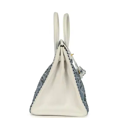 HERMÈS Custom "Paisley Bandana" Swarovski Crystal Hermes Birkin 35 White Epsom Gold Hardware | Thumbnail 3 HERMÈS Custom "Paisley Bandana" Swarovski Crystal Hermes Birkin 35 White Epsom Gold Hardware | Thumbnail 3