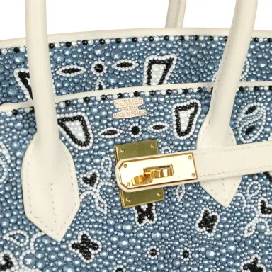 HERMÈS Custom "Paisley Bandana" Swarovski Crystal Hermes Birkin 35 White Epsom Gold Hardware | Thumbnail 7 HERMÈS Custom "Paisley Bandana" Swarovski Crystal Hermes Birkin 35 White Epsom Gold Hardware | Thumbnail 7