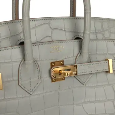 HERMÈS Hermes Birkin 25 Gris Perle Matte Alligator Gold Hardware | Thumbnail 7 HERMÈS Hermes Birkin 25 Gris Perle Matte Alligator Gold Hardware | Thumbnail 7