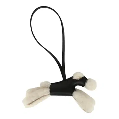 HERMÈS Hermes Budy Charm Black Milo Lambskin and Ecru Merino Sheepskin | Thumbnail 3 HERMÈS Hermes Budy Charm Black Milo Lambskin and Ecru Merino Sheepskin | Thumbnail 3