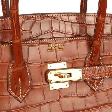 HERMÈS Pre-owned Hermes Birkin 35 Gold Matte Porosus Crocodile Gold Hardware | Thumbnail 7 HERMÈS Pre-owned Hermes Birkin 35 Gold Matte Porosus Crocodile Gold Hardware | Thumbnail 7