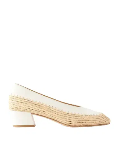 Gabriela Hearst Strength 40 Suede-trimmed Raffia Pumps | Thumbnail 1 Gabriela Hearst Strength 40 Suede-trimmed Raffia Pumps | Thumbnail 1