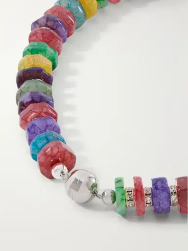 Julietta Mira Rhodium-pleated Multi-stone Beaded Necklace | Thumbnail 3 Julietta Mira Rhodium-pleated Multi-stone Beaded Necklace | Thumbnail 3