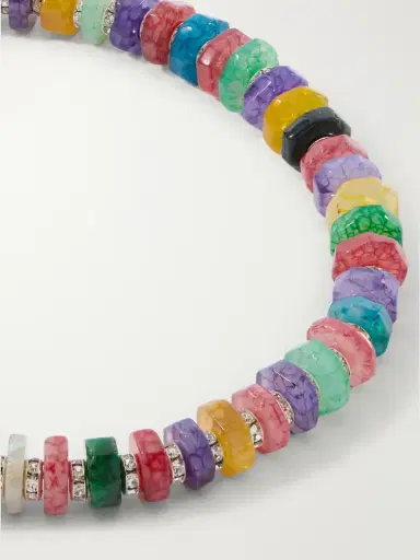 Julietta Mira Rhodium-pleated Multi-stone Beaded Necklace | Thumbnail 4 Julietta Mira Rhodium-pleated Multi-stone Beaded Necklace | Thumbnail 4