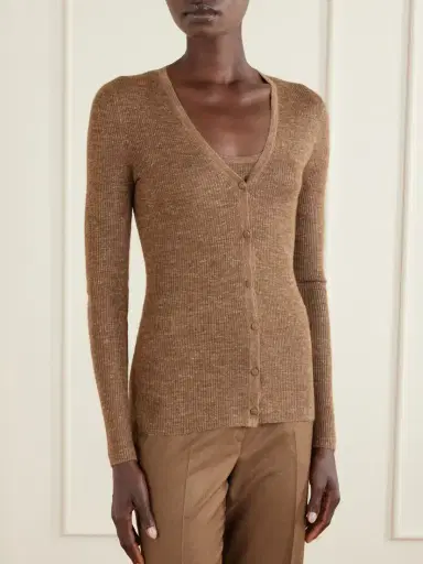 Gabriela Hearst Aiste Ribbed Cashmere, Silk And Hemp-blend Cardigan | Thumbnail 3 Gabriela Hearst Aiste Ribbed Cashmere, Silk And Hemp-blend Cardigan | Thumbnail 3