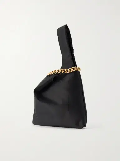 Stella McCartney Falabella Logo-embellished Gold-tone And Satin Wristlet Tote | Thumbnail 4 Stella McCartney Falabella Logo-embellished Gold-tone And Satin Wristlet Tote | Thumbnail 4
