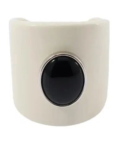 Julietta Nera Rhodium-pleated, Resin And Onyx Cuff | Thumbnail 1 Julietta Nera Rhodium-pleated, Resin And Onyx Cuff | Thumbnail 1