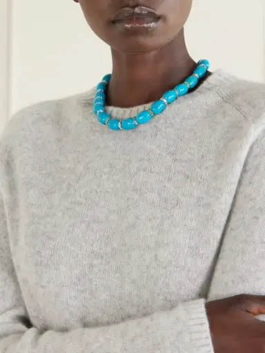 Julietta Donna Rhodium-pleated Turquoise And Crystal Beaded Necklace | Thumbnail 2 Julietta Donna Rhodium-pleated Turquoise And Crystal Beaded Necklace | Thumbnail 2