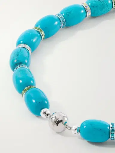 Julietta Donna Rhodium-pleated Turquoise And Crystal Beaded Necklace | Thumbnail 3 Julietta Donna Rhodium-pleated Turquoise And Crystal Beaded Necklace | Thumbnail 3