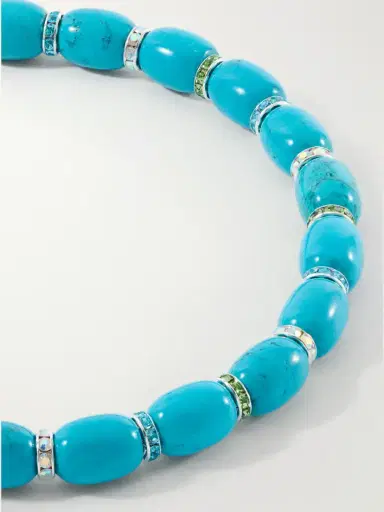 Julietta Donna Rhodium-pleated Turquoise And Crystal Beaded Necklace | Thumbnail 4 Julietta Donna Rhodium-pleated Turquoise And Crystal Beaded Necklace | Thumbnail 4