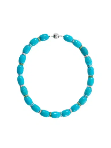 Julietta Donna Rhodium-pleated Turquoise And Crystal Beaded Necklace | Thumbnail 1 Julietta Donna Rhodium-pleated Turquoise And Crystal Beaded Necklace | Thumbnail 1