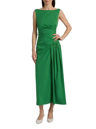 Lela Rose Women's Poplin Cotton-Blend Flounce Midi-Dress - Fern - Size 16 | Thumbnail 2 Lela Rose Women's Poplin Cotton-Blend Flounce Midi-Dress - Fern - Size 16 | Thumbnail 2