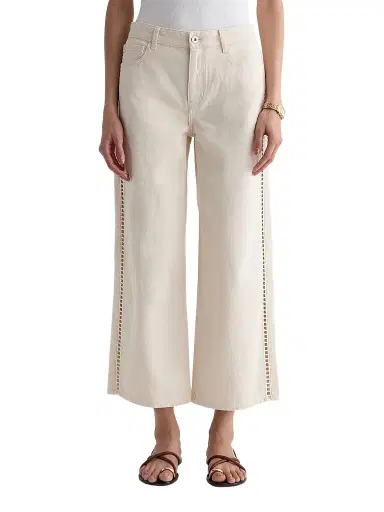 AG Jeans Women's Saige Ladder Lace-Trim Wide-Leg Crop Jeans - Fresh Air - Size 32 | Thumbnail 1 AG Jeans Women's Saige Ladder Lace-Trim Wide-Leg Crop Jeans - Fresh Air - Size 32 | Thumbnail 1