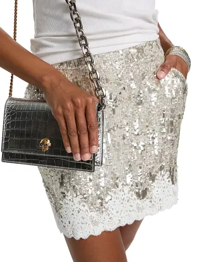Generation Love Women's Janet Lace Sequined Miniskirt - Silvery Champagne - Size 8 | Thumbnail 6 Generation Love Women's Janet Lace Sequined Miniskirt - Silvery Champagne - Size 8 | Thumbnail 6