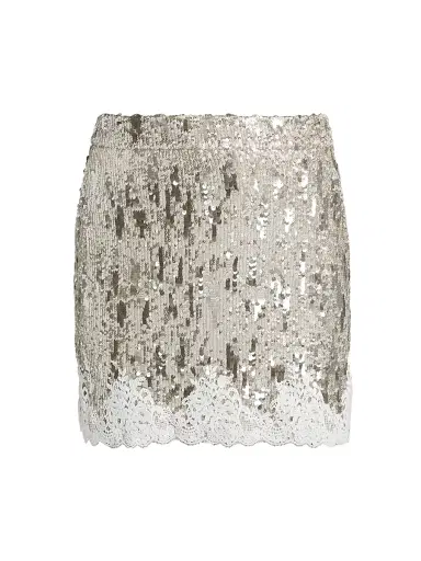 Generation Love Women's Janet Lace Sequined Miniskirt - Silvery Champagne - Size 8 | Thumbnail 1 Generation Love Women's Janet Lace Sequined Miniskirt - Silvery Champagne - Size 8 | Thumbnail 1