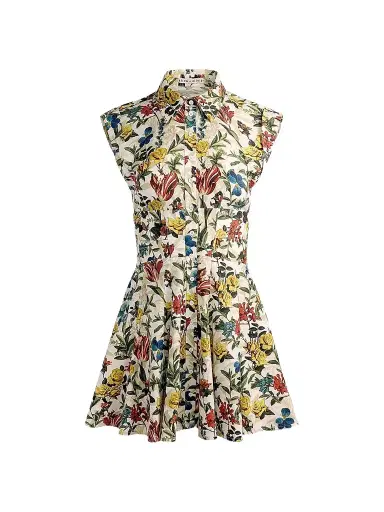 Alice + Olivia Women's Kim Paneled Corset Flared Mini Shirtdress - Desert Sprigs Vanilla | Thumbnail 1 Alice + Olivia Women's Kim Paneled Corset Flared Mini Shirtdress - Desert Sprigs Vanilla | Thumbnail 1
