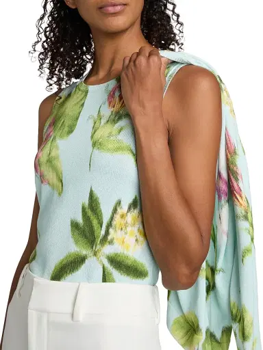 Oscar de la Renta Women's Printed Chiné Flower Knit Tank | Thumbnail 6 Oscar de la Renta Women's Printed Chiné Flower Knit Tank | Thumbnail 6