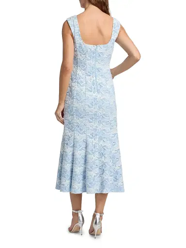 Milly Women's Meg Butterfly Lace Midi-Dress - White Blue | Thumbnail 5 Milly Women's Meg Butterfly Lace Midi-Dress - White Blue | Thumbnail 5