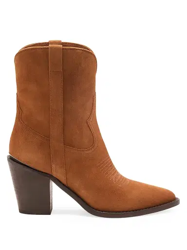 Partlow Women's Leigh Anne 90MM Suede Ankle Boots - Teak | Thumbnail 1 Partlow Women's Leigh Anne 90MM Suede Ankle Boots - Teak | Thumbnail 1