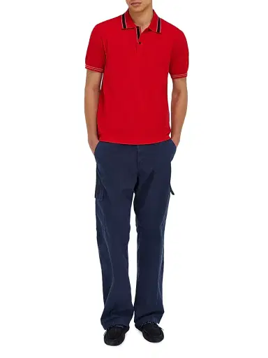 Ferragamo Men's Short-Sleeve Cotton Polo Shirt - Red Navy Bianco | Thumbnail 2 Ferragamo Men's Short-Sleeve Cotton Polo Shirt - Red Navy Bianco | Thumbnail 2