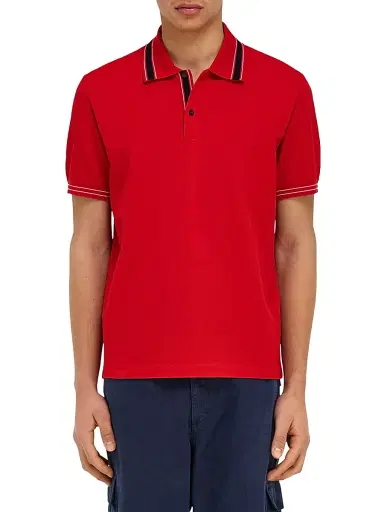 Ferragamo Men's Short-Sleeve Cotton Polo Shirt - Red Navy Bianco | Thumbnail 3 Ferragamo Men's Short-Sleeve Cotton Polo Shirt - Red Navy Bianco | Thumbnail 3
