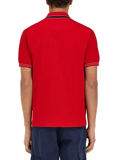 Ferragamo Men's Short-Sleeve Cotton Polo Shirt - Red Navy Bianco | Thumbnail 4 Ferragamo Men's Short-Sleeve Cotton Polo Shirt - Red Navy Bianco | Thumbnail 4