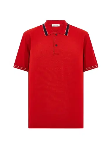 Ferragamo Men's Short-Sleeve Cotton Polo Shirt - Red Navy Bianco | Thumbnail 1 Ferragamo Men's Short-Sleeve Cotton Polo Shirt - Red Navy Bianco | Thumbnail 1