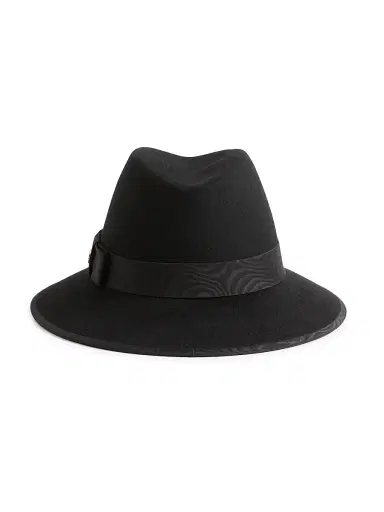 Valentino Garavani Women's VLogo Signature Felt Hat with Moiré Ribbon - Black - Size Large | Thumbnail 3 Valentino Garavani Women's VLogo Signature Felt Hat with Moiré Ribbon - Black - Size Large | Thumbnail 3